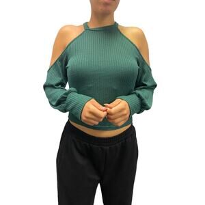 Women's Green Ribbed Blouse size XL